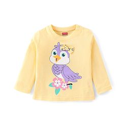 Babyhug Cotton Knit Full Sleeves Owl Printed Night Suit - Yellow
