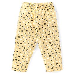 Babyhug Cotton Knit Full Sleeves Owl Printed Night Suit - Yellow