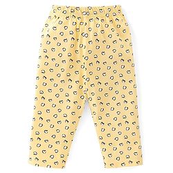 Babyhug Cotton Knit Full Sleeves Owl Printed Night Suit - Yellow