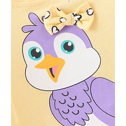 Babyhug Cotton Knit Full Sleeves Owl Printed Night Suit - Yellow