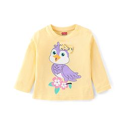 Babyhug Cotton Knit Full Sleeves Owl Printed Night Suit - Yellow
