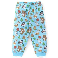 Babyhug Cotton Knit Full Sleeves Night Suit Teddy & Bunny Print - Blue