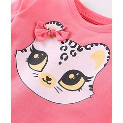 Babyhug Cotton Knit Full Sleeves Night Suit Kitty Print - Pink