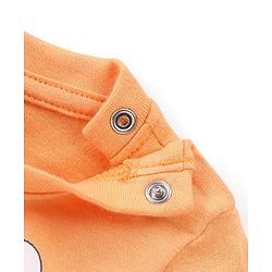 Babyhug Cotton Knit Full Sleeves T-Shirt & Pyjama Set Marie Print & Bow Applique - Orange