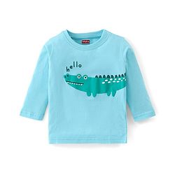 Babyhug Cotton Knit Single Jersey Full Sleeves Night Suit With Crocodile Print - Blue