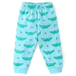 Babyhug Cotton Knit Single Jersey Full Sleeves Night Suit With Crocodile Print - Blue