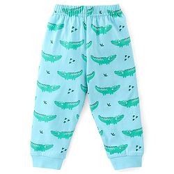 Babyhug Cotton Knit Single Jersey Full Sleeves Night Suit With Crocodile Print - Blue