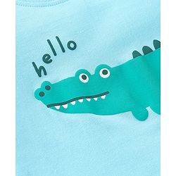Babyhug Cotton Knit Single Jersey Full Sleeves Night Suit With Crocodile Print - Blue