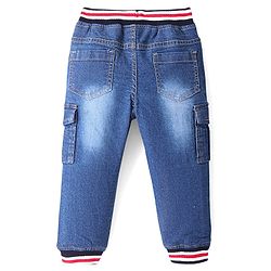 Babyhug Denim Full Length Jogger With Stretch Solid Colour - Blue