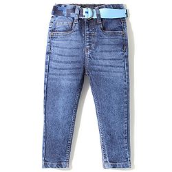 Babyhug Full length Jeans With Stretch Washed - Blue