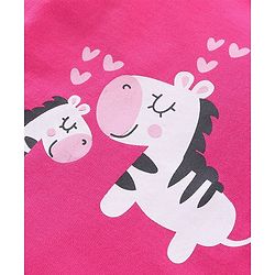 Babyhug Cotton Knit Full Sleeves Night Suit Zebra Print - Pink