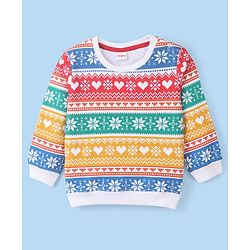 Babyhug 100% Cotton Knit Full Sleeves Snowflakes Printed Sweatshirt - Multicolour