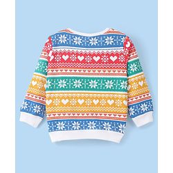 Babyhug 100% Cotton Knit Full Sleeves Snowflakes Printed Sweatshirt - Multicolour