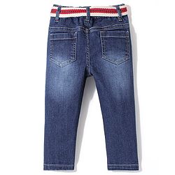 Babyhug Denim Full Length Washed Stretchable Jeans - Blue