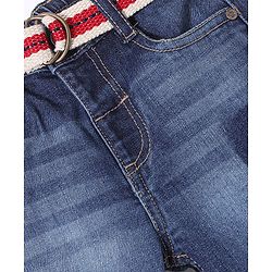 Babyhug Denim Full Length Washed Stretchable Jeans - Blue
