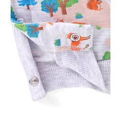 Babyhug Cotton Knit Fox Printed Dungaree with Full Sleeves Solid Colour T-Shirt - Blue & Offwhite
