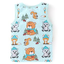 Babyhug 100% Cotton Knit Sleeveless Antibacterial Bear Print Sando Pack of 3 - Multicolour