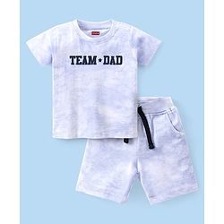 Babyhug 100% Cotton Half Sleeves T-Shirt & Shorts With Text Print - Blue