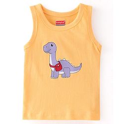 Babyhug 100% Cotton Knit Antibacterial Sleeveless Sando Dino Print Pack of 3 - Multicolour