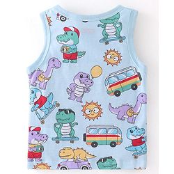 Babyhug 100% Cotton Knit Antibacterial Sleeveless Sando Dino Print Pack of 3 - Multicolour