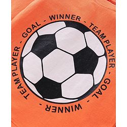Babyhug Cotton Knit Full Sleeves Soccer Printed Night Suit - Orange
