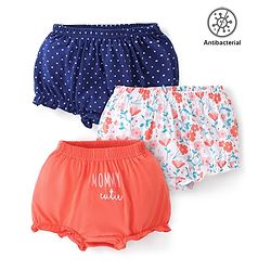 Babyhug 100% Cotton Knit Antibacterial Bloomers Floral Print Pack of 3 - Multicolour