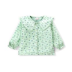 Babyhug Rayon Woven Full Sleeves Floral Printed with Frill & Lace Detailing Top - Mint