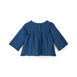 Babyhug 100% Rayon Woven  Full Sleeves Top with Leafy Embroidery & Tassel Detailing - Navy Blue
