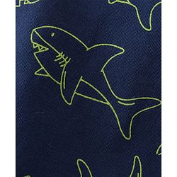 Babyhug Single Jersey Cotton Knit Full Sleeves Night Suit Marine Life Print - Navy Blue