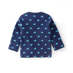 Babyhug Cotton Knit Full Sleeves Night Suit With Text Print - Navy Blue