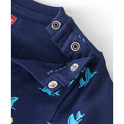 Babyhug Cotton Knit Full Sleeves Night Suit With Text Print - Navy Blue