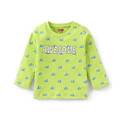 Babyhug Cotton Knit Full Sleeves Night Suit With Text Print - Green