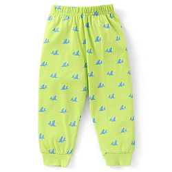 Babyhug Cotton Knit Full Sleeves Night Suit With Text Print - Green