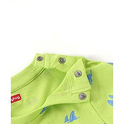 Babyhug Cotton Knit Full Sleeves Night Suit With Text Print - Green