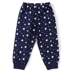 Babyhug Cotton Knit Full Sleeves Night Suit With Teddy Print - Yellow & Navy Blue