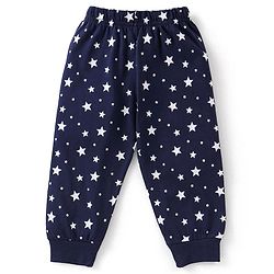 Babyhug Cotton Knit Full Sleeves Night Suit With Teddy Print - Yellow & Navy Blue