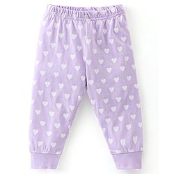 Babyhug Single Jersey Cotton Knit Full Sleeves Night Suit Lion Print - Lavender