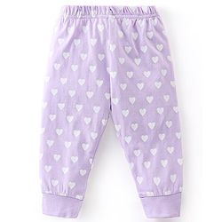 Babyhug Single Jersey Cotton Knit Full Sleeves Night Suit Lion Print - Lavender