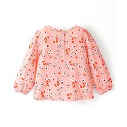 Babyhug Rayon Woven Full Sleeves Top With Floral Print - Orange