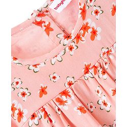 Babyhug Rayon Woven Full Sleeves Top With Floral Print - Orange