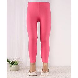 Babyhug Cotton Lycra Full Length Leggings Solid Color - Pink
