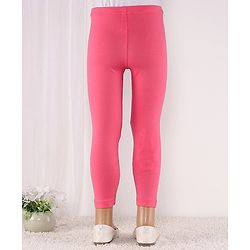 Babyhug Cotton Lycra Full Length Leggings Solid Color - Pink