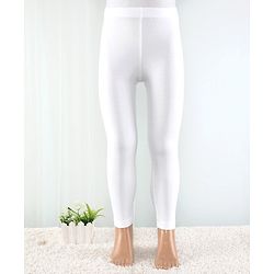 Babyhug Cotton Lycra Knit Full Length Legging with Stretch Solid Colour - White