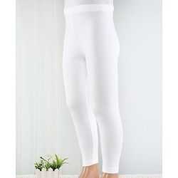 Babyhug Cotton Lycra Knit Full Length Legging with Stretch Solid Colour - White