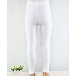 Babyhug Cotton Lycra Knit Full Length Legging with Stretch Solid Colour - White