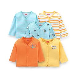 Babyhug 100% Cotton Bear Printed Antibacterial Vest Pack of 5 - Multicolour