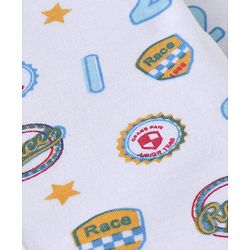 Babyhug 100% Cotton Knit Antibacterial Full Sleeves Front Open Jhablas Race Print Pack of 3 - Multicolour