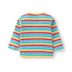 Babyhug Cotton Knit Antibacterial Full Sleeves Vests Stripes & Train Print Pack of 3 - Blue Red & Yellow