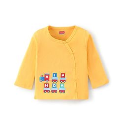 Babyhug Cotton Knit Antibacterial Full Sleeves Vests Stripes & Train Print Pack of 3 - Blue Red & Yellow