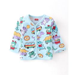 Babyhug 100% Cotton Knit Full Sleeves Antibacterial Vest Dino Print Pack of 3 - Multicolour
